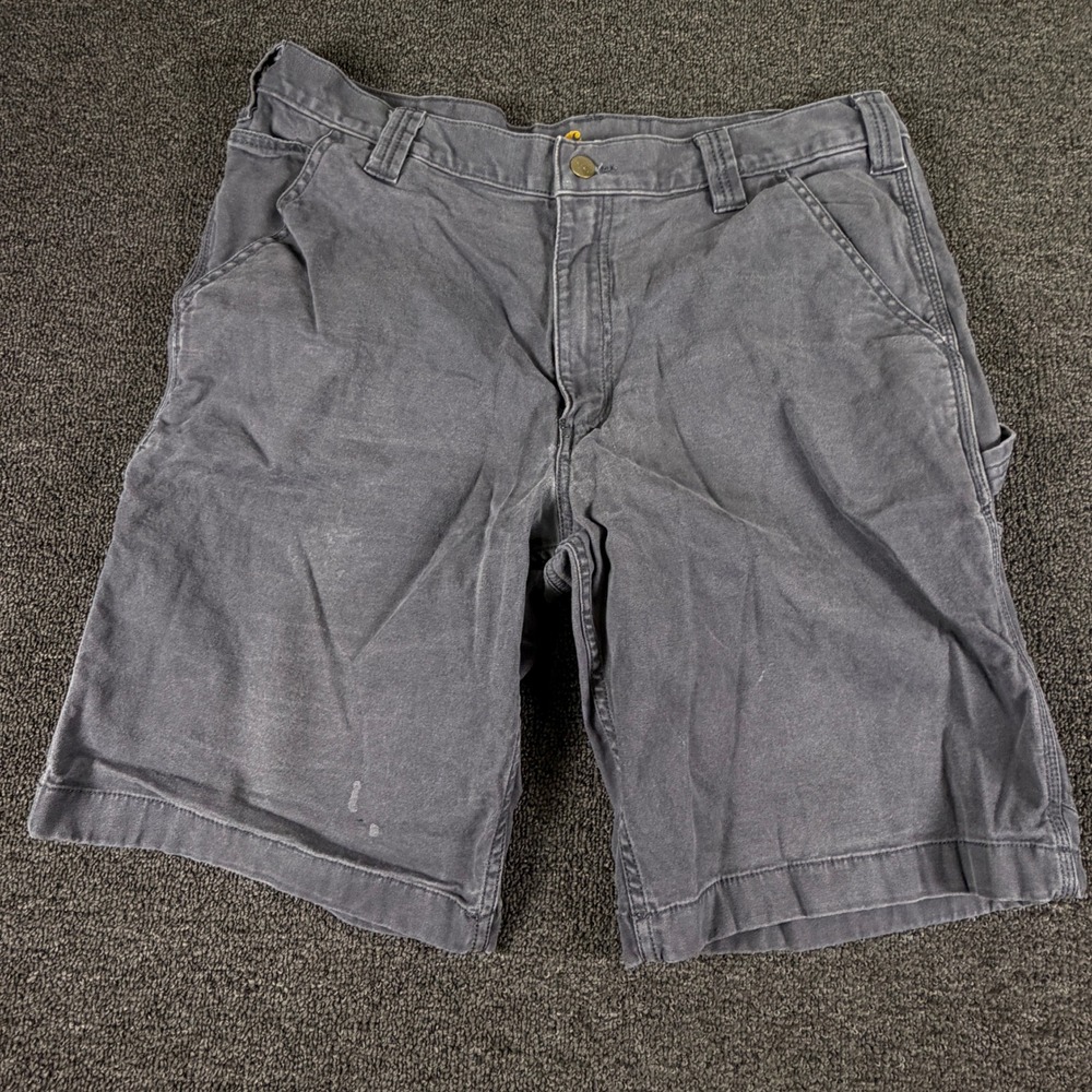 Carhartt Shorts Mens 36 Relaxed Fit Carpenter Gray Canvas Utility EUC